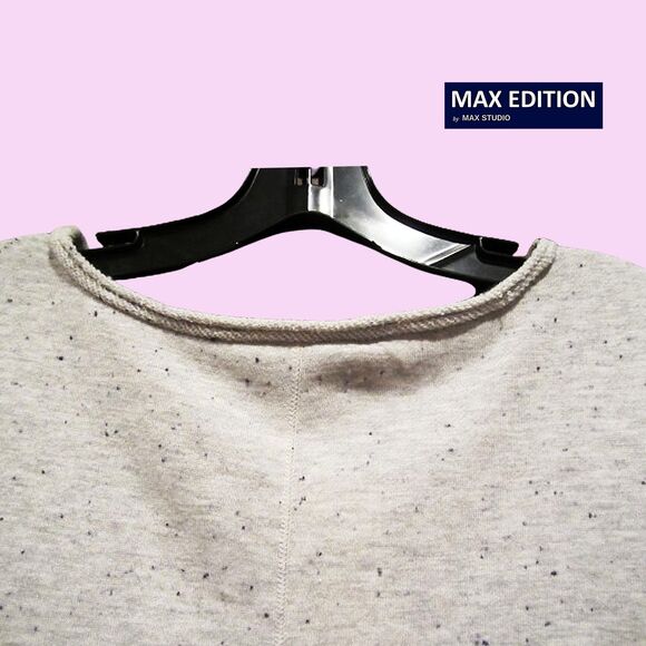 MAX EDITION By MAXSTUDIO NEW Asymmetrical Speckled Ivory Tunic Knit Dress M - Picture 10 of 11